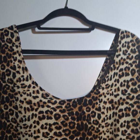 Brat Star Leopard Print Polyester Short Sleeve Dress XL - Picture 2 of 8